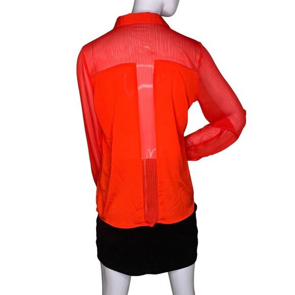 The Limited Women's Button Down Shirt Sheer See Thru Material Red Size S - Picture 6 of 8